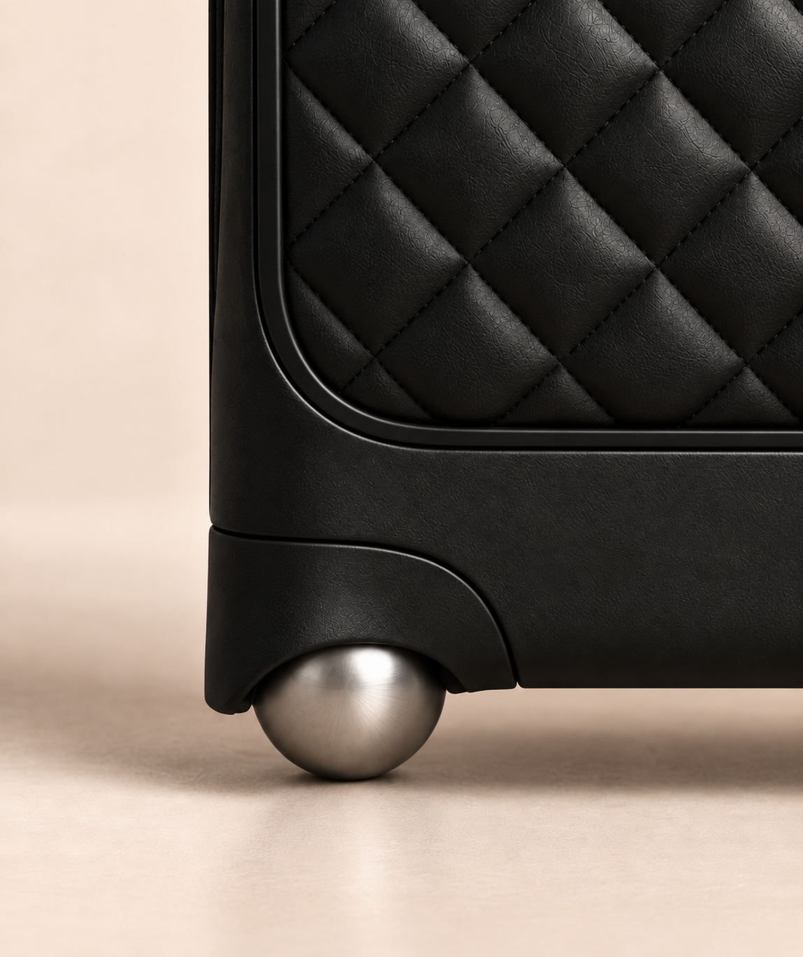 Close up of the WAYLUX Sphere Drive full sphere wheel under a hardside case